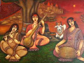 Melodies of the Sacred Ghat Artist by Piyali Sarkar, Painting | Mojarto