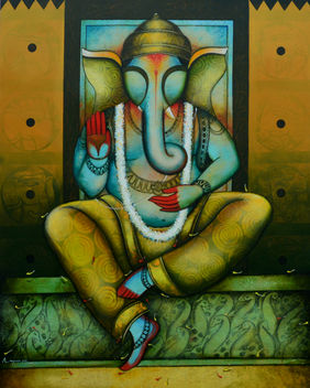 the god of wisdom by Anupam Pal, Painting | Mojarto