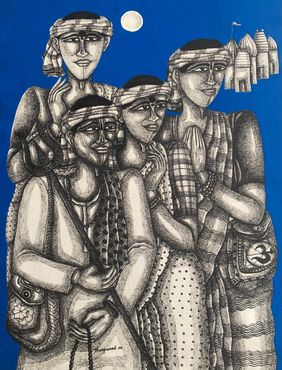 At Pilgrims by Dhan Prasad, Drawing | Mojarto