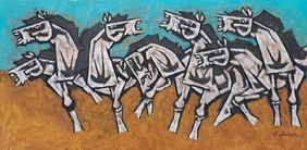 The Seven Hourses by Balbir Singh, Painting | Mojarto