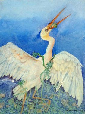 The Heron by Dhiren Sasmal, Painting | Mojarto