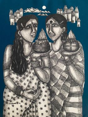 Sisters by Dhan Prasad, Drawing | Mojarto