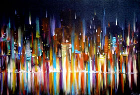 Night City Reflection by Samiran Sarkar, Painting | Mojarto