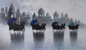 Rhythmic monsoon ride by Somnath Bothe, Painting | Mojarto