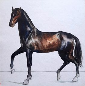 black horse by mahesh n, Painting | Mojarto
