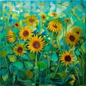 Untitled (Sunflowers) - 24-inch x 24-inch (2025) by Sumita Maity, Painting | Mojarto