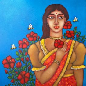 Hibiscus Muse by Piyali Sarkar, Painting | Mojarto