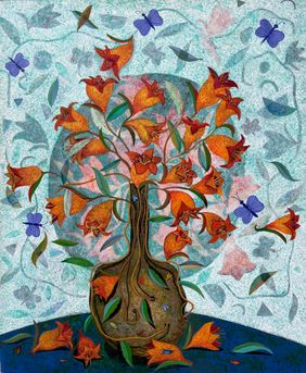 MY WILD FLOWER VASE (1) by Paltu Ghosh, Painting | Mojarto