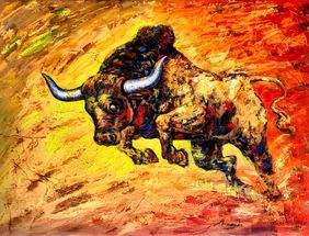 Bull of Aethel: Guardian of Prosperity by Ananda Das, Painting | Mojarto