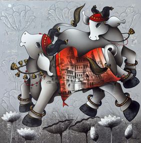 Dancing Nandi by Paras Parmar , Painting | Mojarto