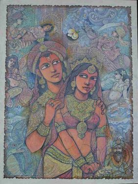 Raja-Rani : from Adekha-Dekha series by Dhiren Sasmal, Painting | Mojarto