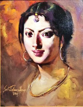 Beauty in Gold by Subrata Gangopadhyay, Painting | Mojarto