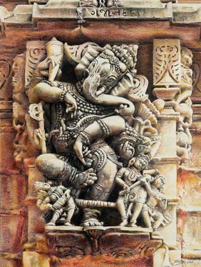 Lord Ganesha Tandav Nritya Statue by Muralidhar Suvarna, Drawing | Mojarto
