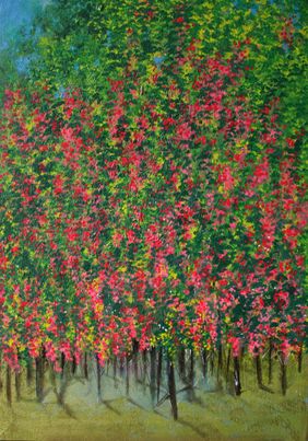 Pink in the Green by Palash Chandra Naskar, Painting | Mojarto