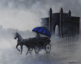 Rhythmic monsoon ride by Somnath Bothe, Painting | Mojarto