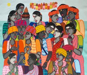 Towards Pilgrims by Dhan Prasad, Painting | Mojarto