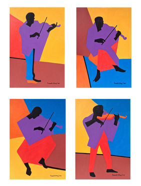 Rhythms in Silence ( A set of 4 works / each 8.2x11.5 inches ) by Prasanta Acharjee, Painting | Mojarto