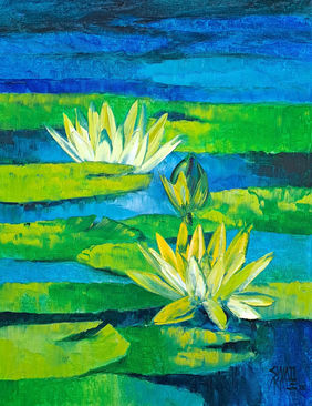 Waterlilies by Swati Kale, Painting | Mojarto