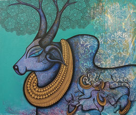 Grace of Nandi by Mohit Bhardwaj, Painting | Mojarto