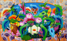 Lotus Pond-23 by Sk Nur Ali, Painting | Mojarto