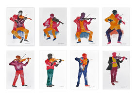 Rhythms in Color ( a set of 8 works / each 8.2x11.5 inches ) by Prasanta Acharjee, Painting | Mojarto
