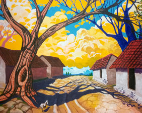 Village Shadows by Ranjit Balmuchu , Painting | Mojarto