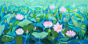 Untitled (Lotus Pond) by Sumita Maity, Painting | Mojarto