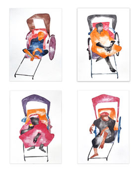 Silent Carriers ( a set of 4 works / each 8.2x11.5 inches ) by Prasanta Acharjee, Painting | Mojarto