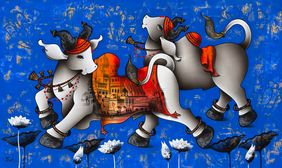 Joyful Nandi by Paras Parmar , Painting | Mojarto