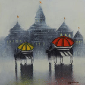 Rhythmic monsoon ride by Somnath Bothe, Painting | Mojarto