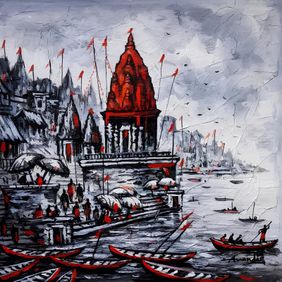 Divine Blessings of Riches : Banaras by Ananda Das, Painting | Mojarto