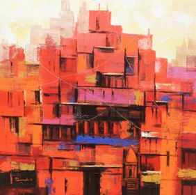 Abstract Banaras City by Purnendu Mandal, Painting | Mojarto