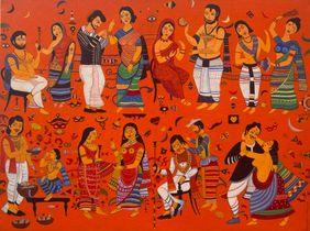 Essence of Kalighat - 1 by Bhaskar Lahiri, Painting | Mojarto