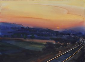 Sunrise: always on time, on track by Prashant Prabhu, Painting | Mojarto