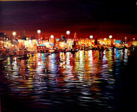 Varanasi Night Reflections by Samiran Sarkar, Painting | Mojarto