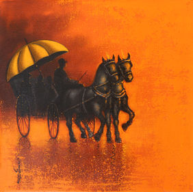 Rhythmic monsoon ride by Somnath Bothe, Painting | Mojarto