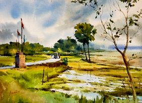 Landscape by Prasanta Maiti, Painting | Mojarto
