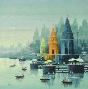 Banaras Ghat by Reba Mandal, Painting | Mojarto