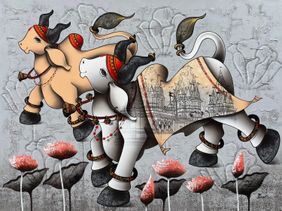 Joyful Nandi by Paras Parmar , Painting | Mojarto