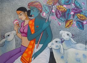  Radha Krishna by Pravin Utge, Painting | Mojarto