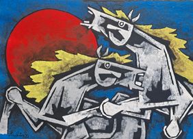 The Two Horses by Balbir Singh, Painting | Mojarto