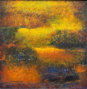 yellow orange landscape  by P. Saraswati, Painting | Mojarto