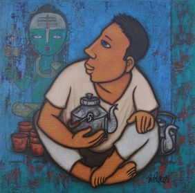 CHAI WALLAH - II by H S BHATI, Painting | Mojarto