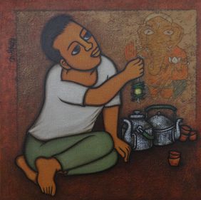 CHAI WALLAH - I by H S BHATI, Painting | Mojarto