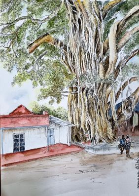 the ancient shelter by Munmun Kirtania, Painting | Mojarto