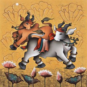 Dancing Nandi by Paras Parmar , Painting | Mojarto