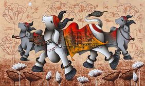 Joyful Nandi by Paras Parmar , Painting | Mojarto