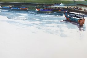 Colours of Thayali harbour by Prashant Prabhu, Painting | Mojarto