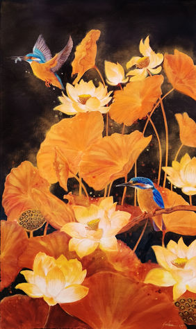 Lotus Pond by Santanu Das, Painting | Mojarto