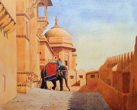 Beauty of Amer Fort - ix by Moinuddin Mullick, Painting | Mojarto